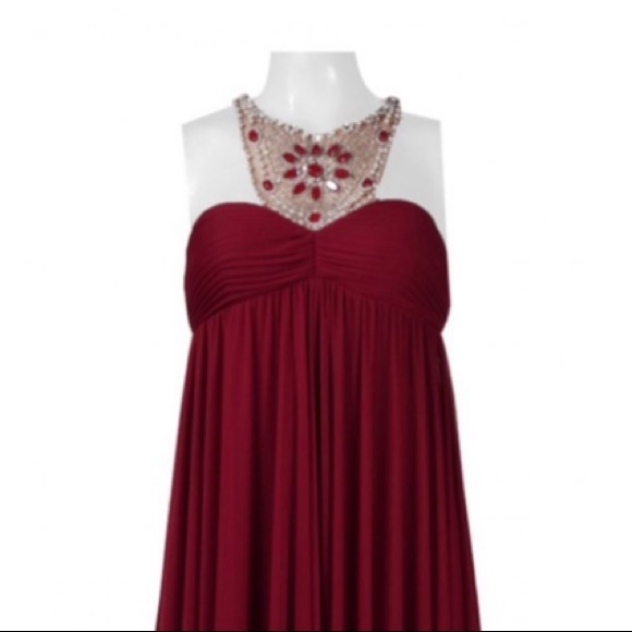 Adrianna Papell empire waist top jewels long gown - Picture 10 of 12